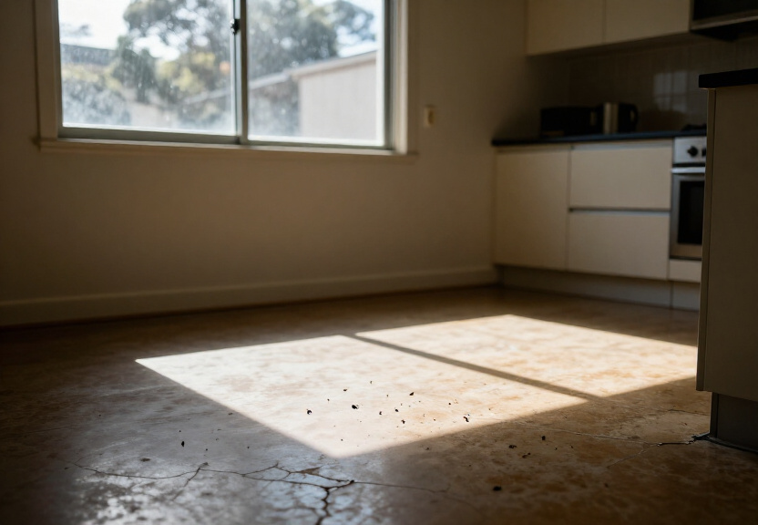 Rodent droppings in a Rydalmere storage area before treatment