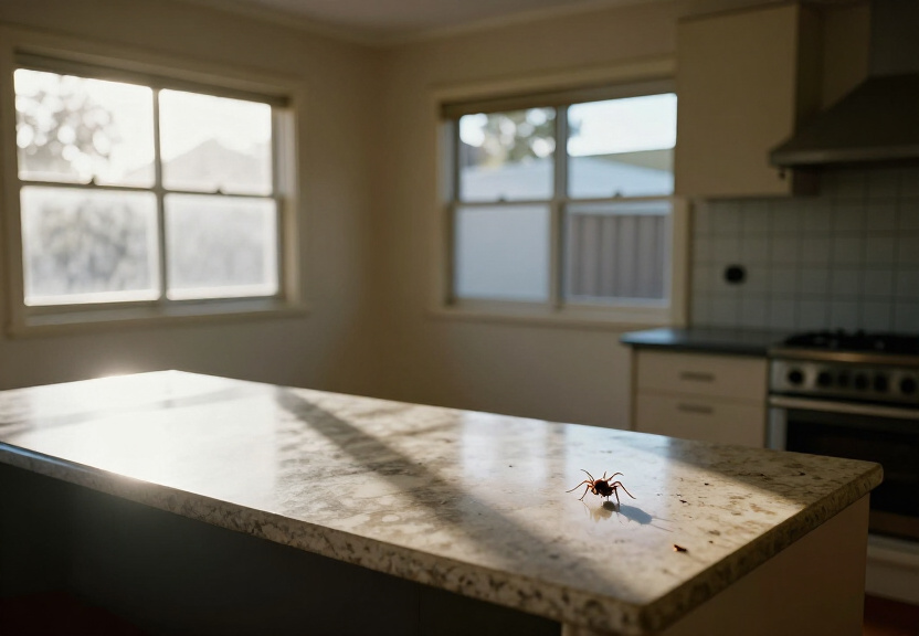 Spider webs in a Rydalmere garage before treatment